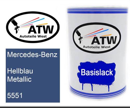 Mercedes-Benz, Hellblau Metallic, 5551: 500ml Lackdose, von ATW Autoteile West.